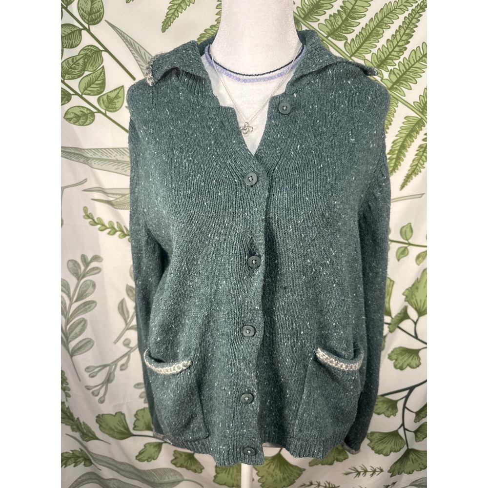 Vintage Woolrich Speckled Tweed Collar Button Front Cardigan Sweater